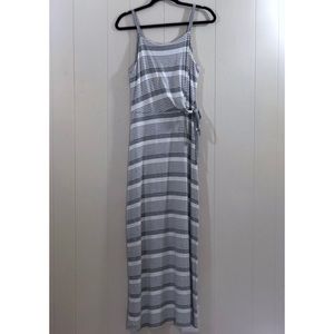 Lily & Lola gray and white stripe maxi dress